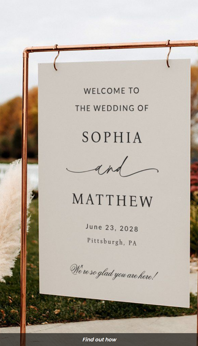 Minimalist Wedding Welcome Sign: Simple & Chic