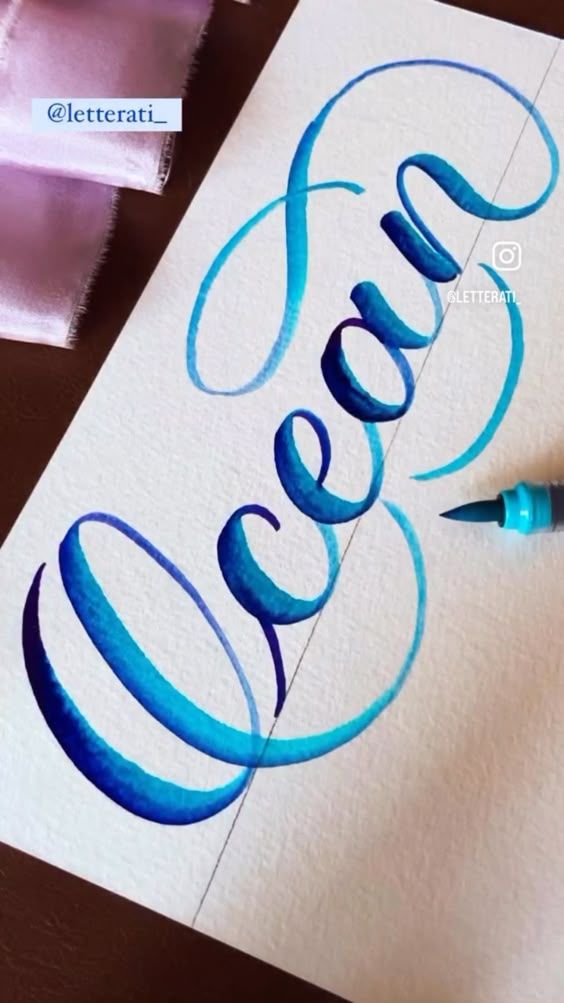 #ocean in #brushlettering #calligraphy #handm