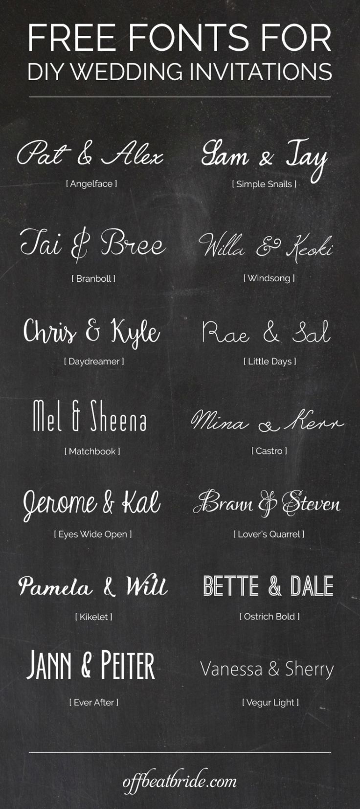 14 of our favorite free wedding invitation fonts for sweet DIY wedding invites • Offbeat Wed (was Offbeat Bride)