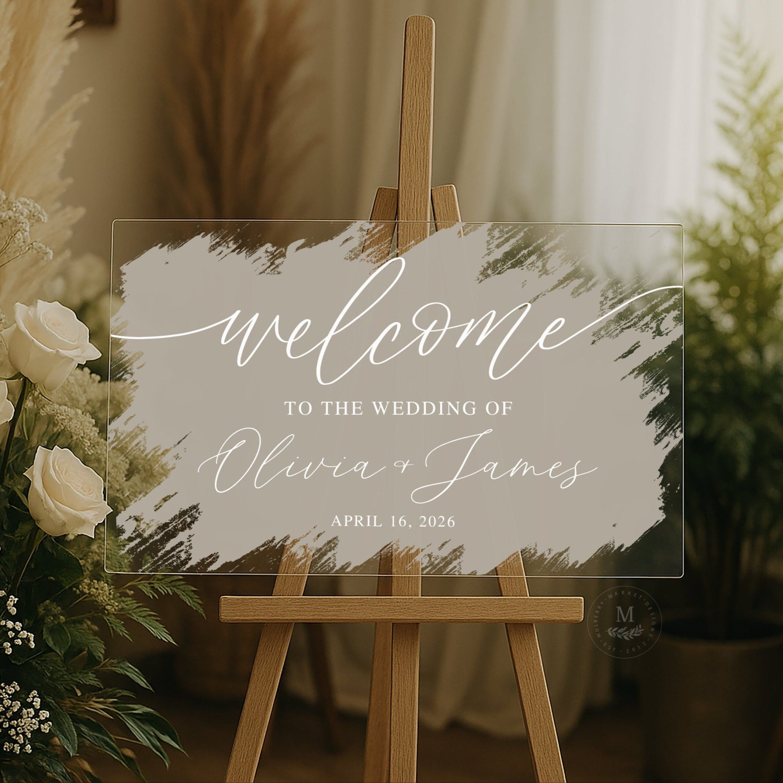 Brushed Acrylic Wedding Welcome Sign — 24×18