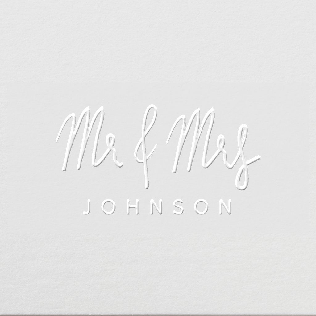 Simple Minimalist Mr & Mrs Custom Name Wedding Embosser
