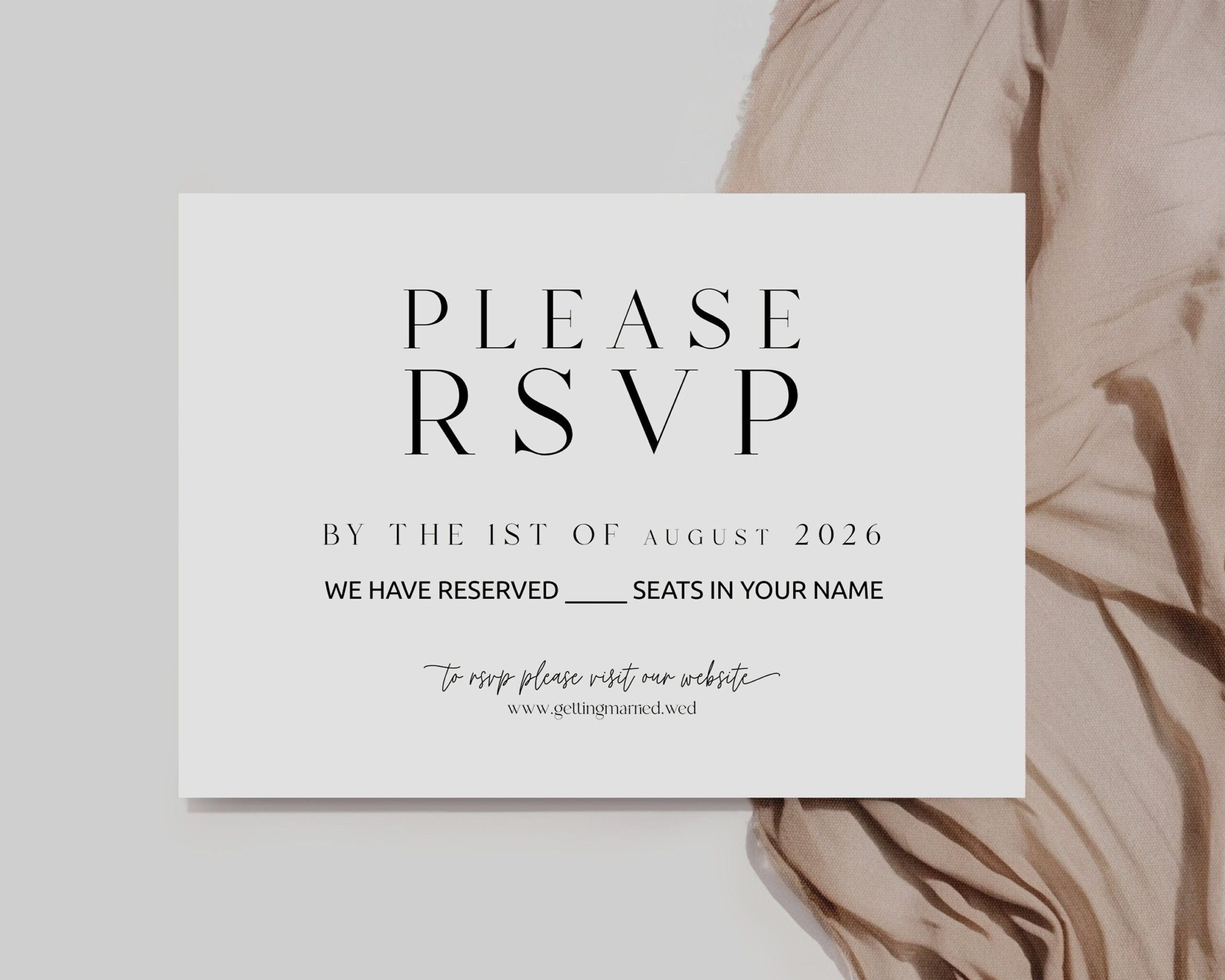 MODERN RSVP WEDDING Card Editable Template, rsvp Wedding Card, Minimalist rsvp Card Template, Elegant rsvp note, Wedding Response, Printable