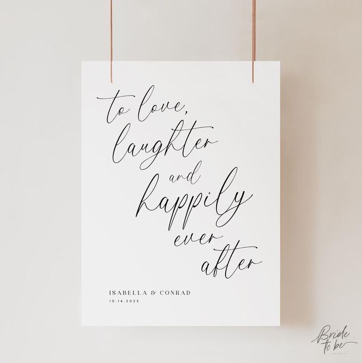 Happily Ever After Wedding Sign, Modern Engagement Party Printable, Rehearsal Dinner Welcome Canva
