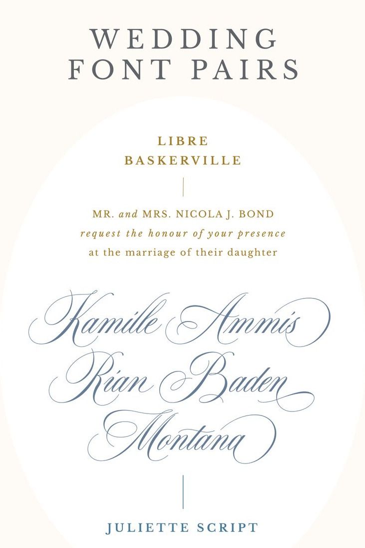 Libre Baskerville and Juliette Script Wedding Font Pair | Elegant Calligraphy Fonts