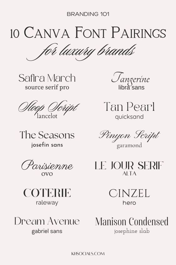 10 (Free) Luxury Canva Font Combinations for Logos and Branding Projects | Typog🩶