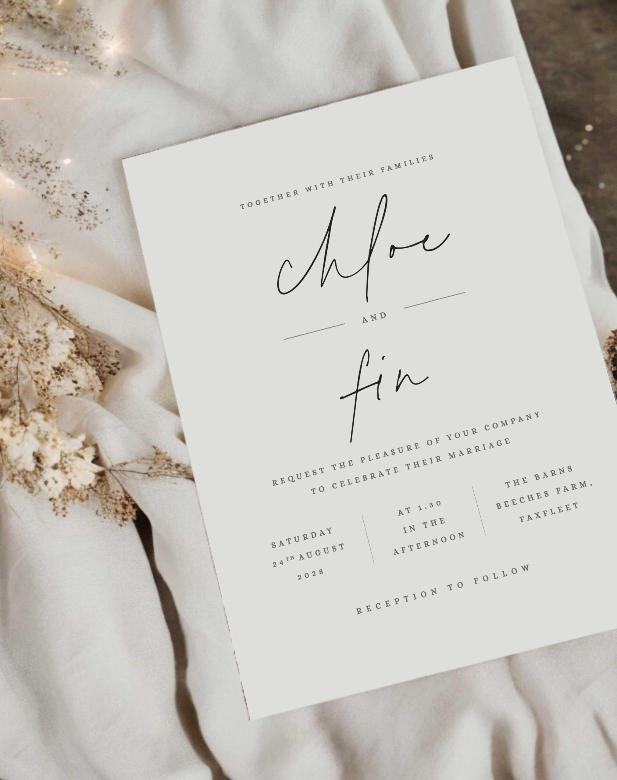 Elegant Chloe Minimalist Wedding Invitations