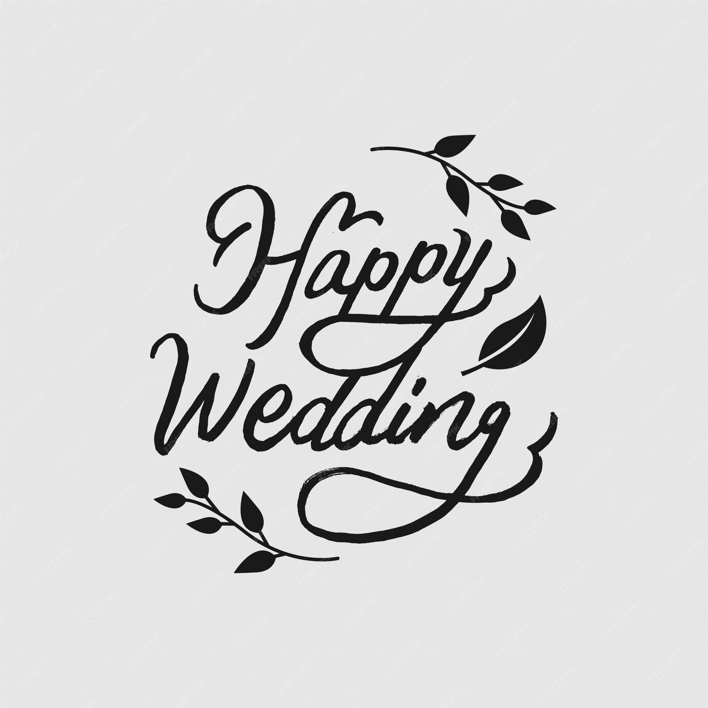 Premium Vector | Happy wedding lettering