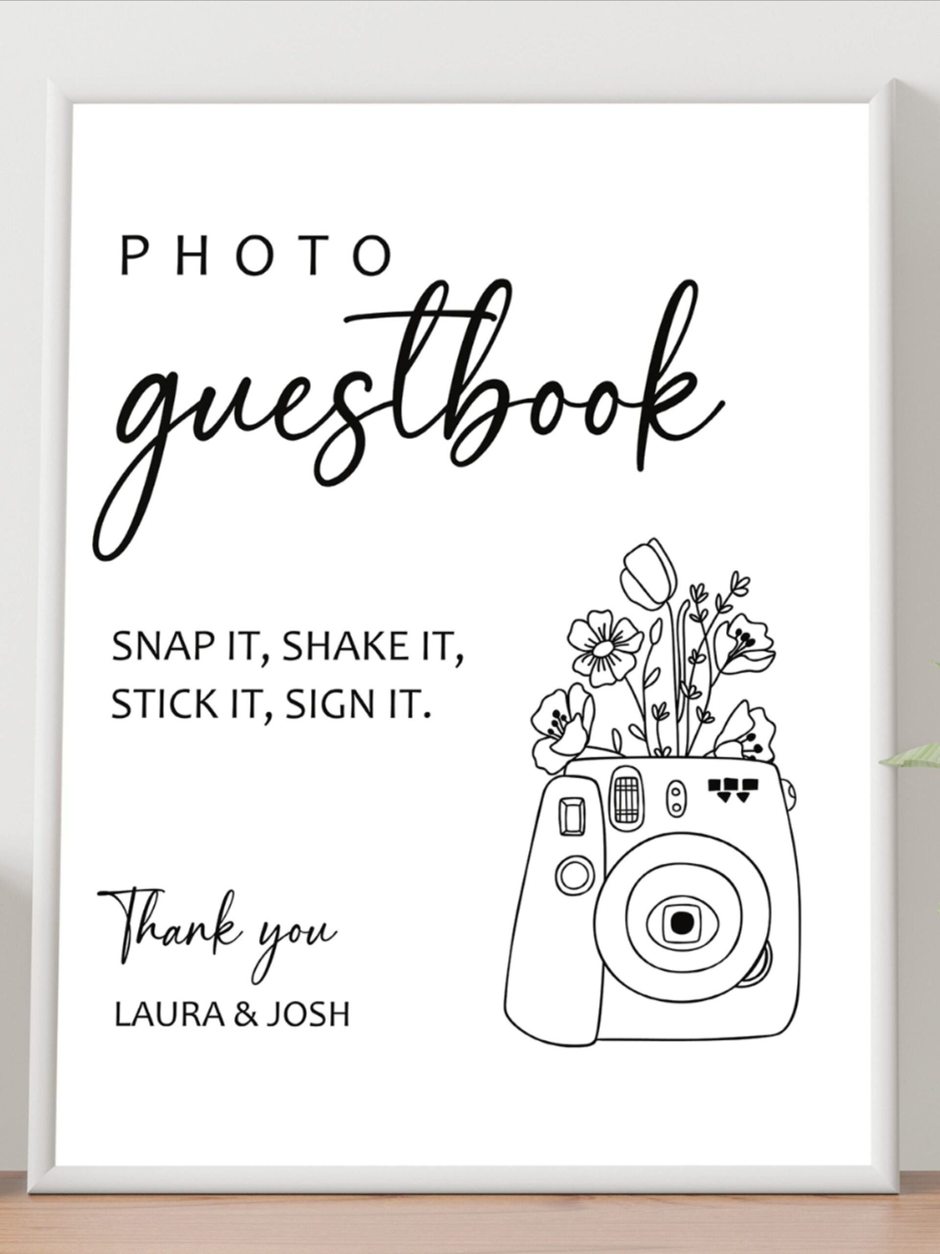EDITABLE Wedding Photo gestbook sign, sign our guest book sign, wildflower wedding sign, Modern