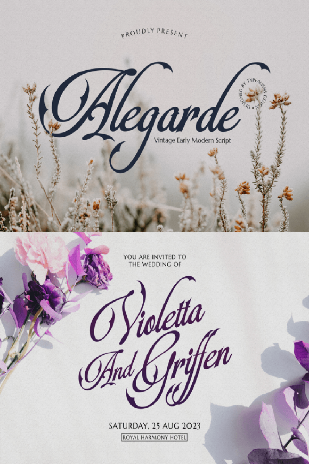 Alegarde Font: Elegant Script for Wedding Invitations & Branding