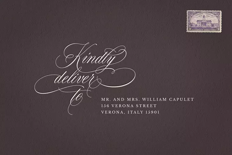 Juliette Font | Romantic wedding script by Blessed Print