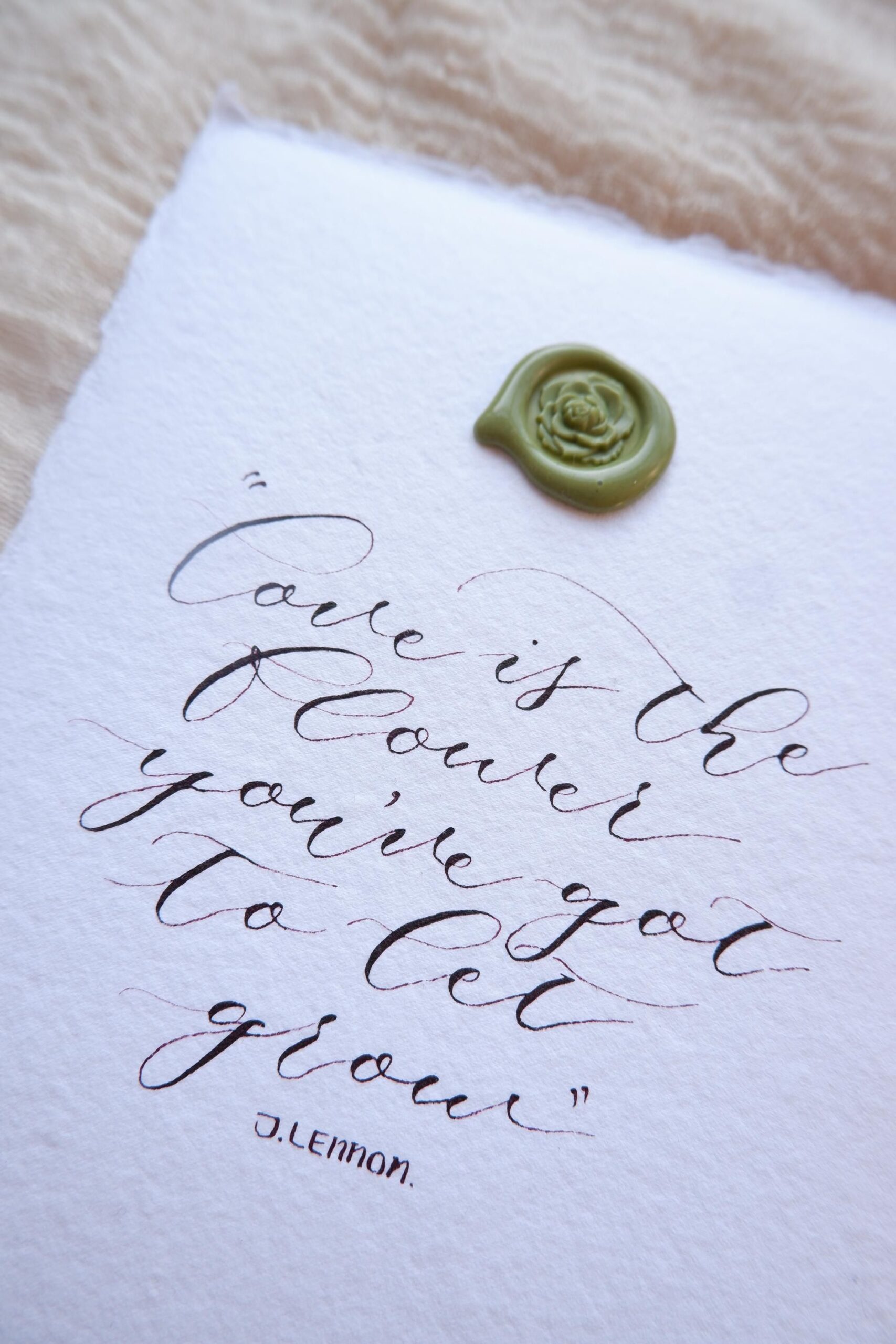 LISTE SUR MESURE — Citation de calligraphie personnalisée A4 avec cachet de cire