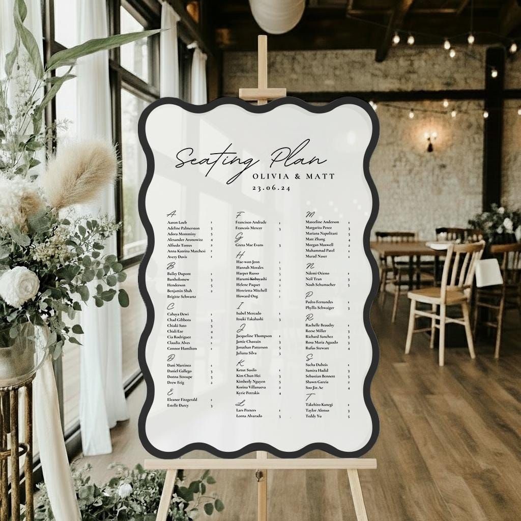 Gewellter Acryl Sitzplan | Kundenspezifischer moderner Tischplan