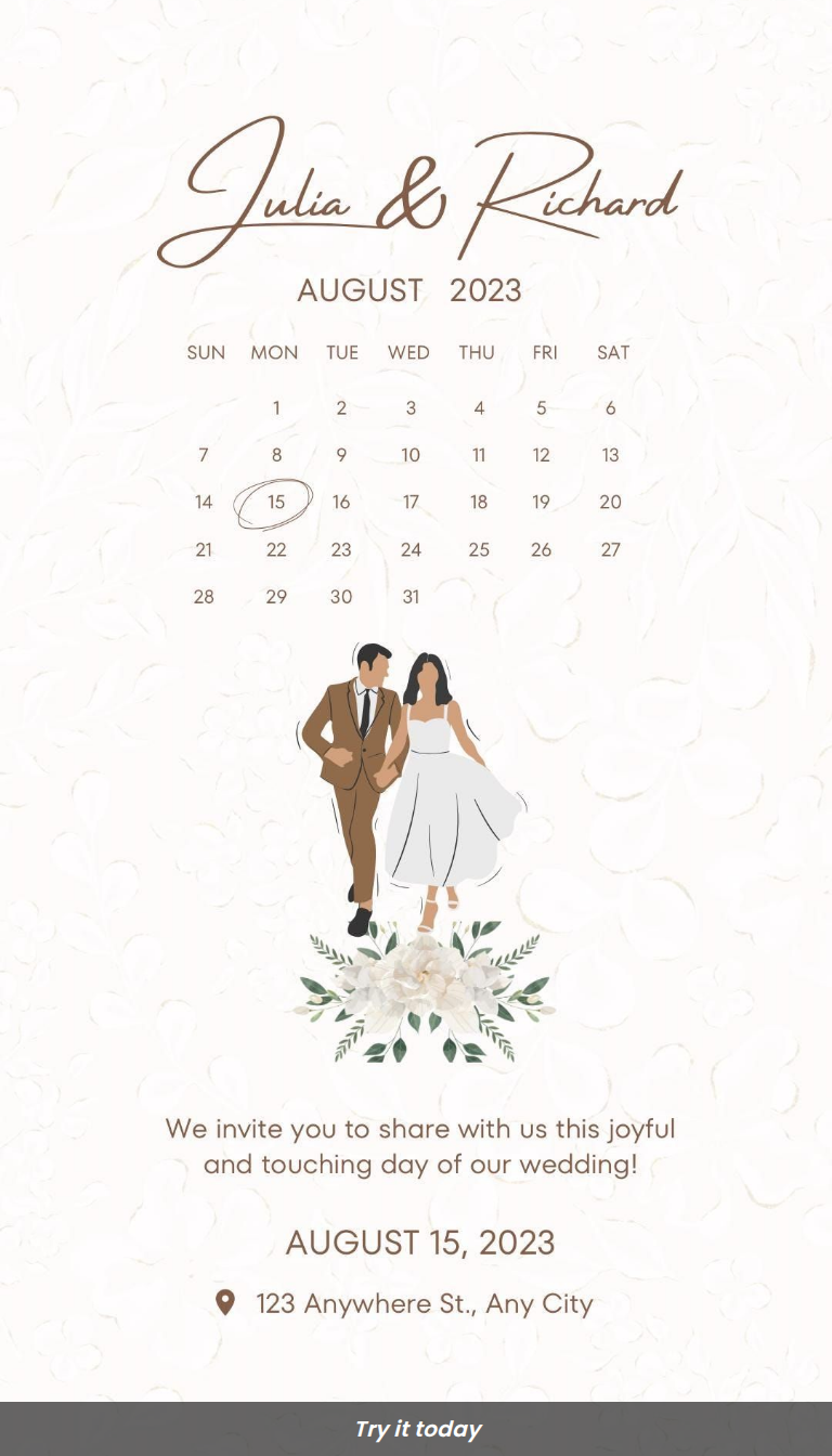 Digitale personalisierte Hochzeit Save the Date