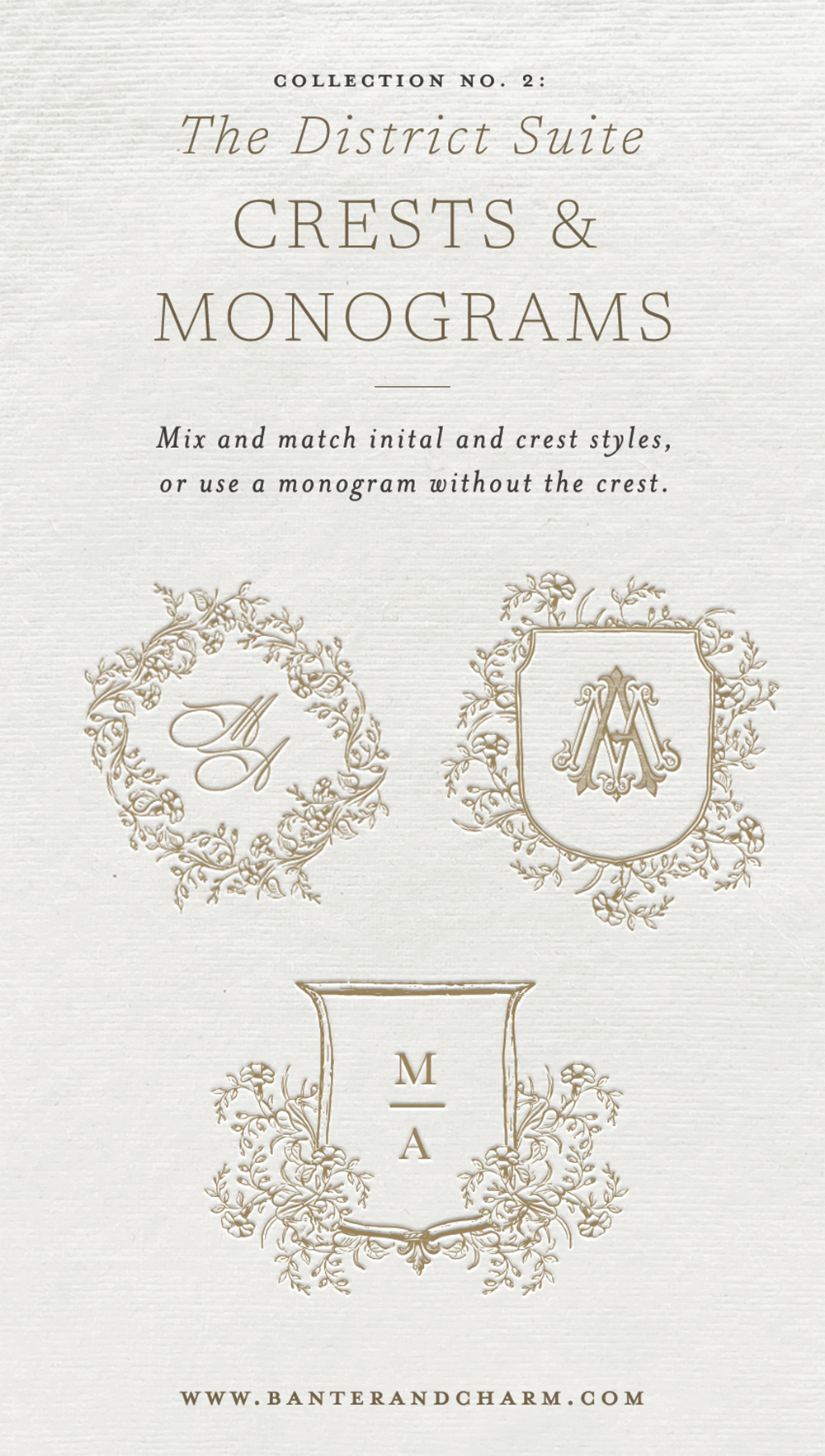 Two Initial Wedding Crests for Formal Wedding Invitations