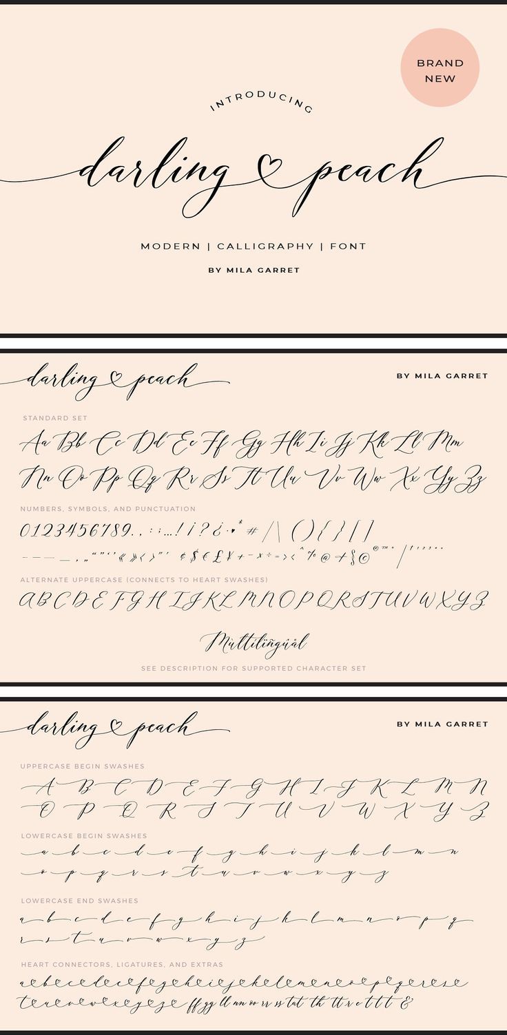 Darling Peach Wedding Heart Script
