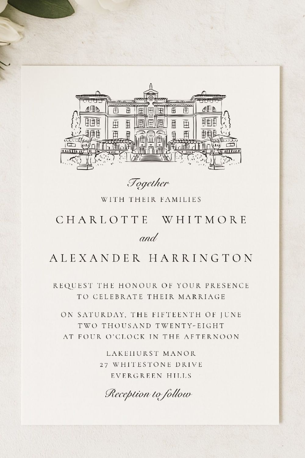 Old Money Aesthetic Transparent Bg Wedding Invitation
