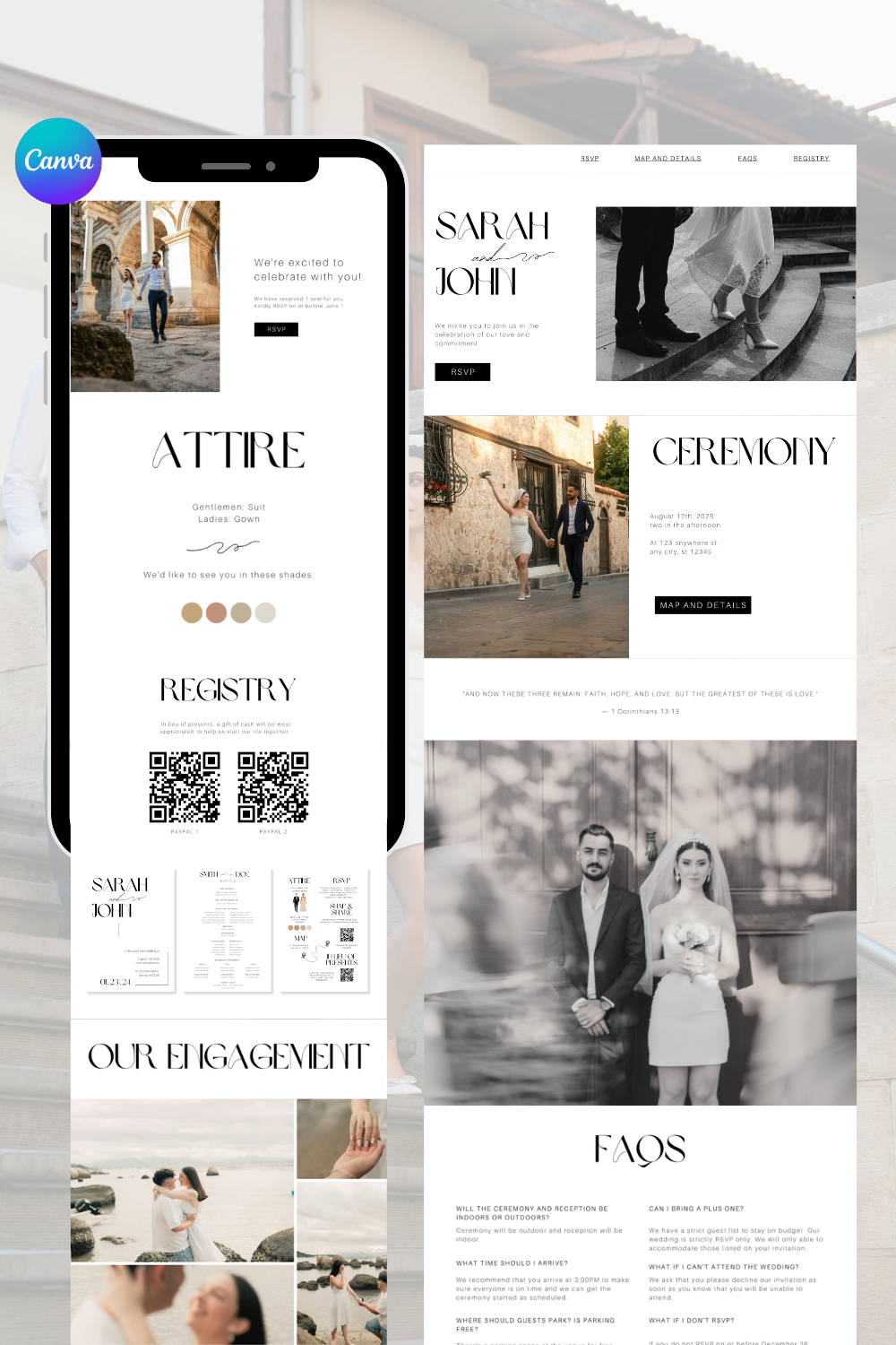 Wedding Website Template SVP, Digital Wedding Website Announcement with Online