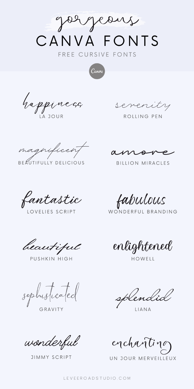 Best Free Cursive Canva Font Collection — Pretty Font Alphabet — Fonts and Calligraphy