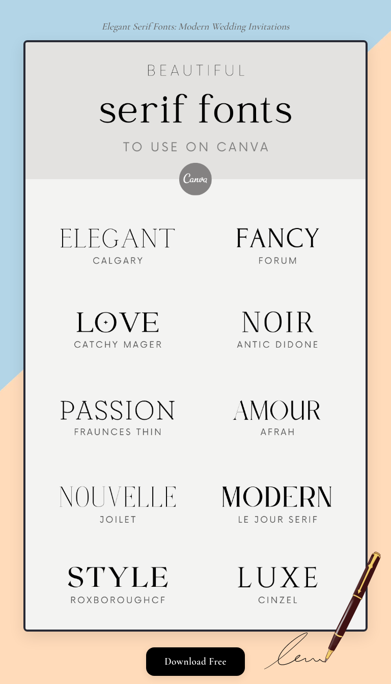 Elegant Serif Fonts for Modern Wedding Invitations👌