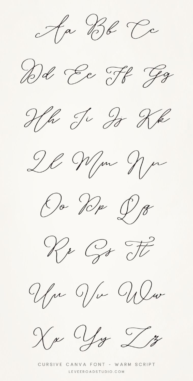 Pretty Cursive Fonts Alphabet: Warm Script Canva Font — Handwriting Fonts