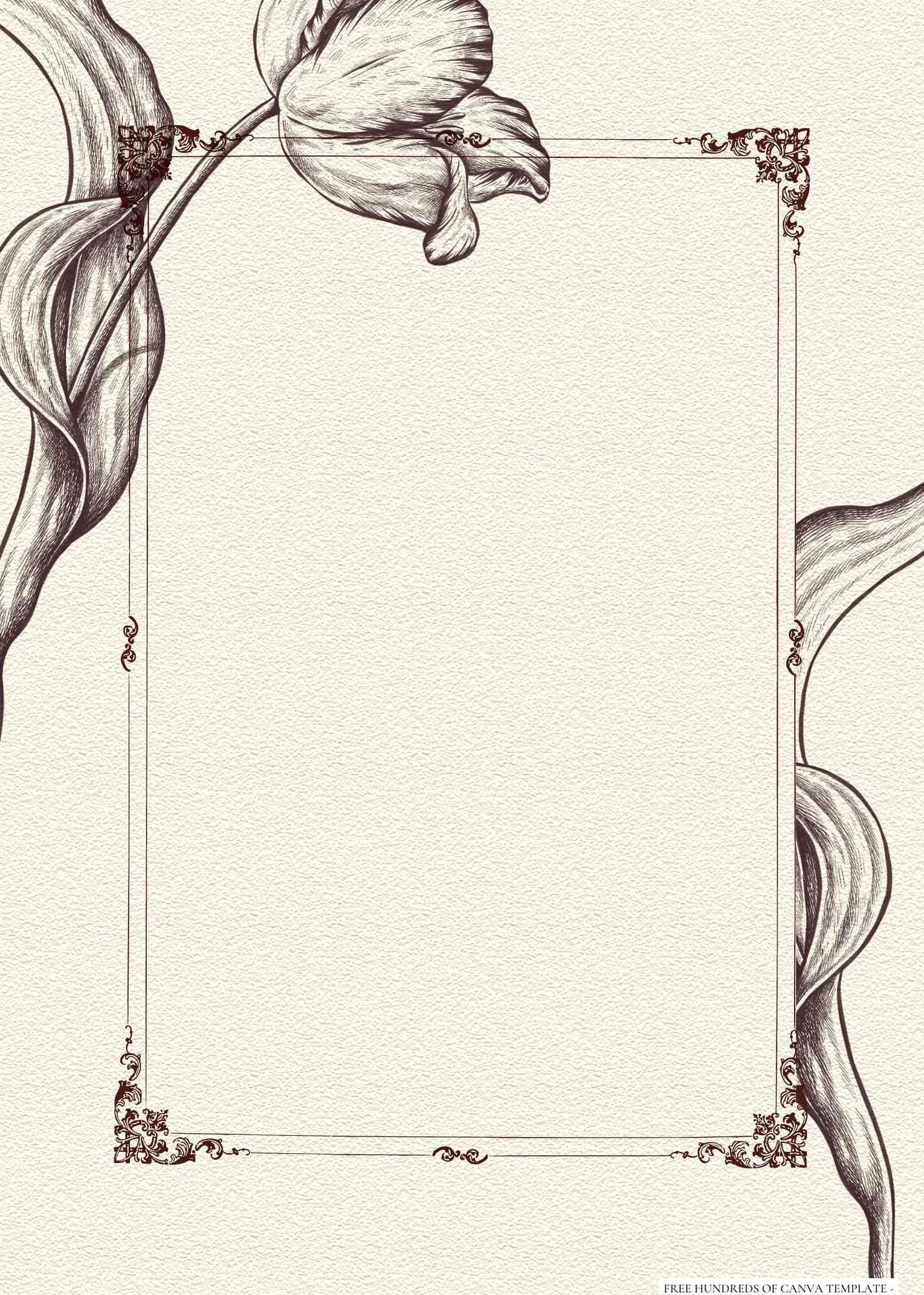 16+ Vintage Line Floral Garden Canva Wedding Invitation Templates