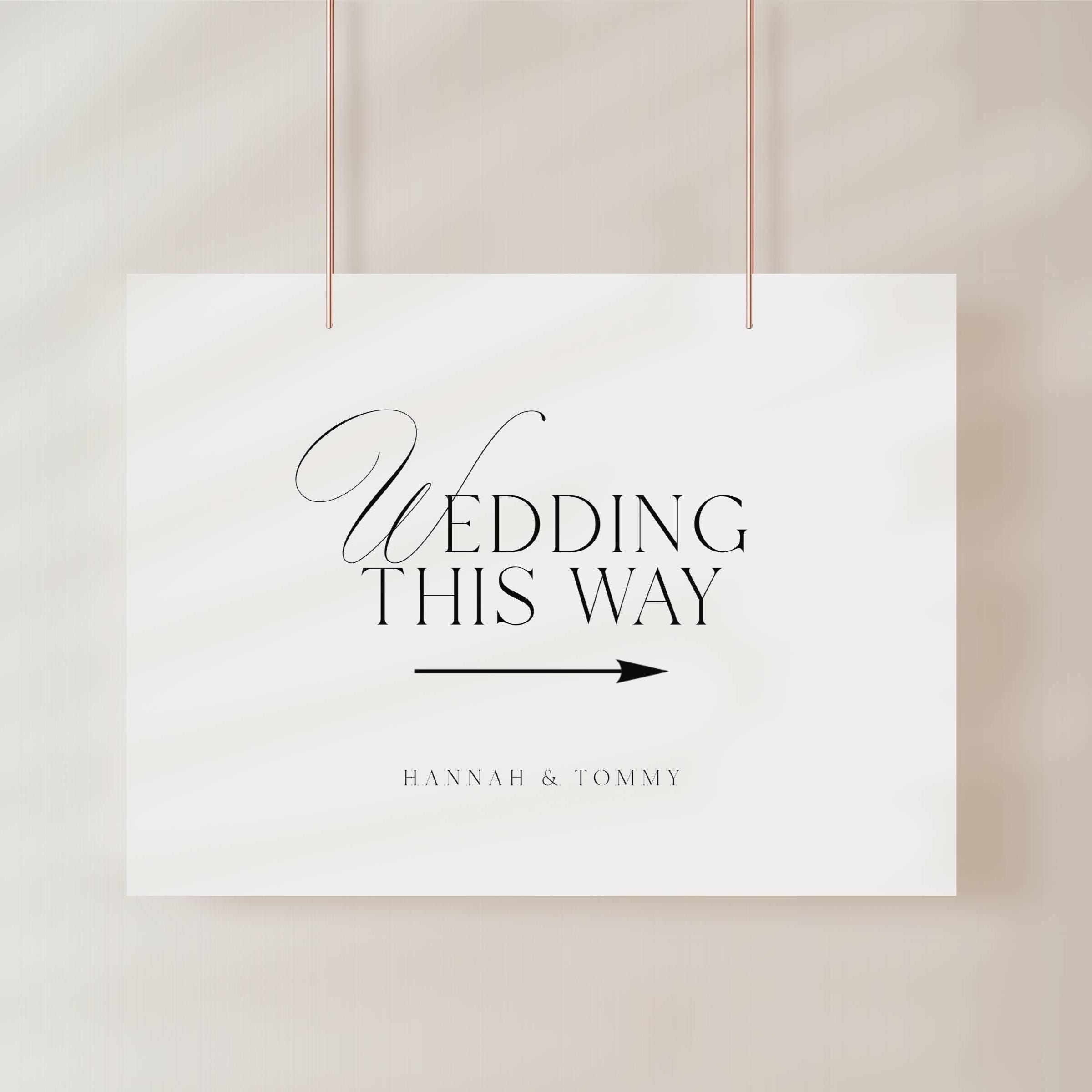 Mariage minimaliste cette façon signe modèle à télécharger, panneau de direction de mariage élégant, modèle imprimable de panneau fléché, panneau directionnel de mariage