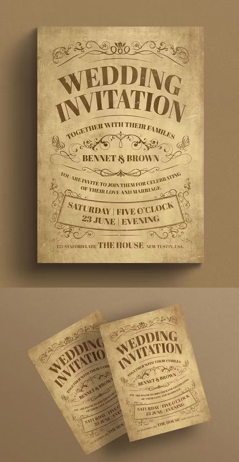 Vintage Wedding Invitation Template EPS