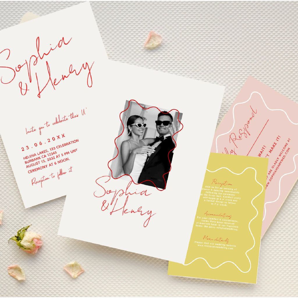 ✨ Modern Colorful Fun Wavy Handwritten Wedding 🎉