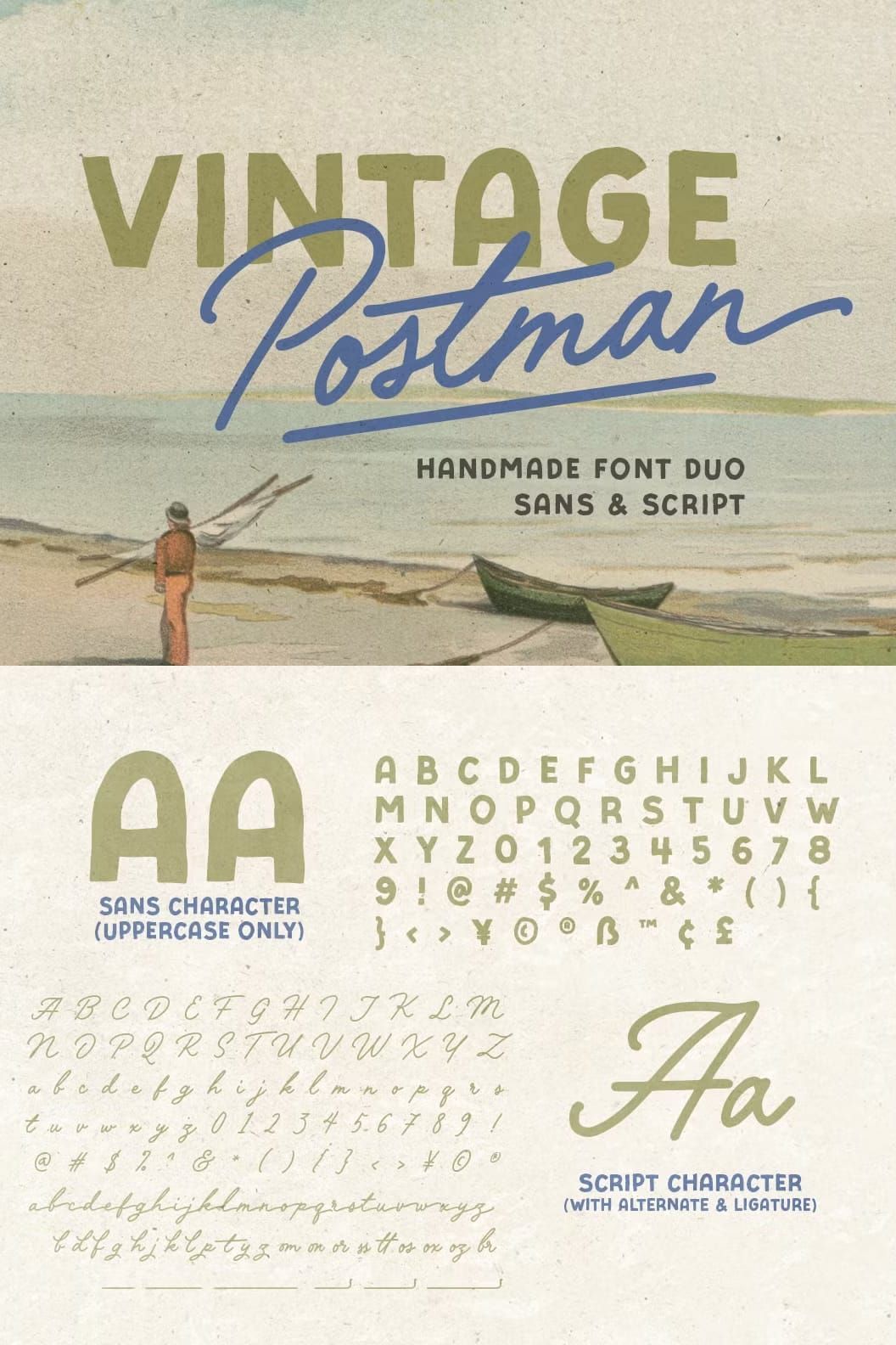 Vintage Postman — Handmade Font Duo — Siteoutsite💖