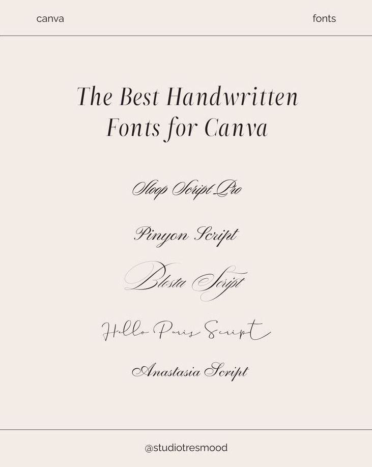 Best Handwritten Fonts for Canva | Elegant Script Fonts for Creative Design