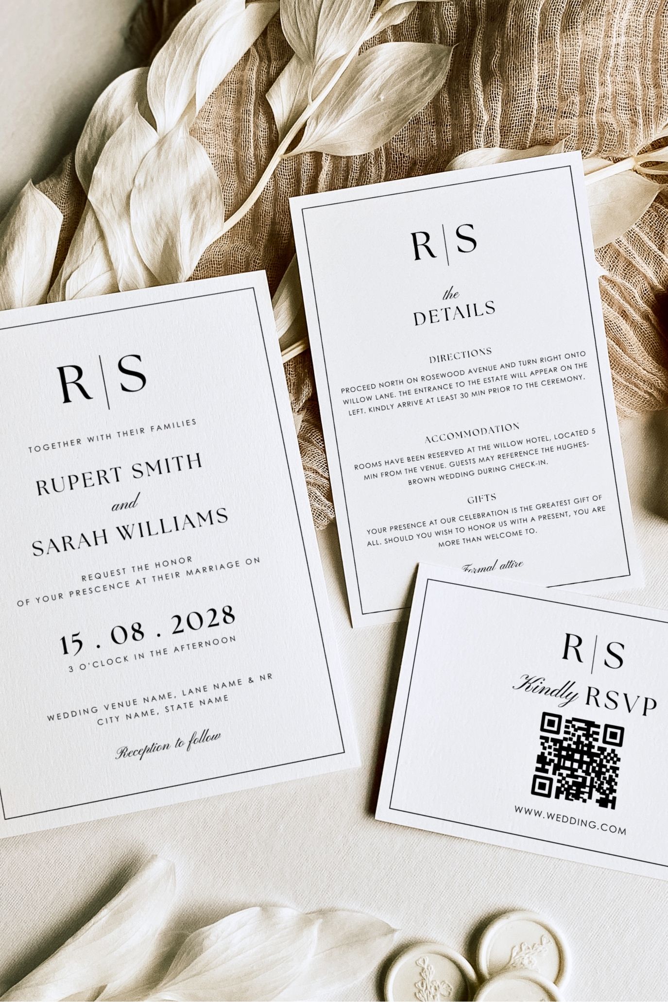 Minimalist Wedding Invitation Suite Templates