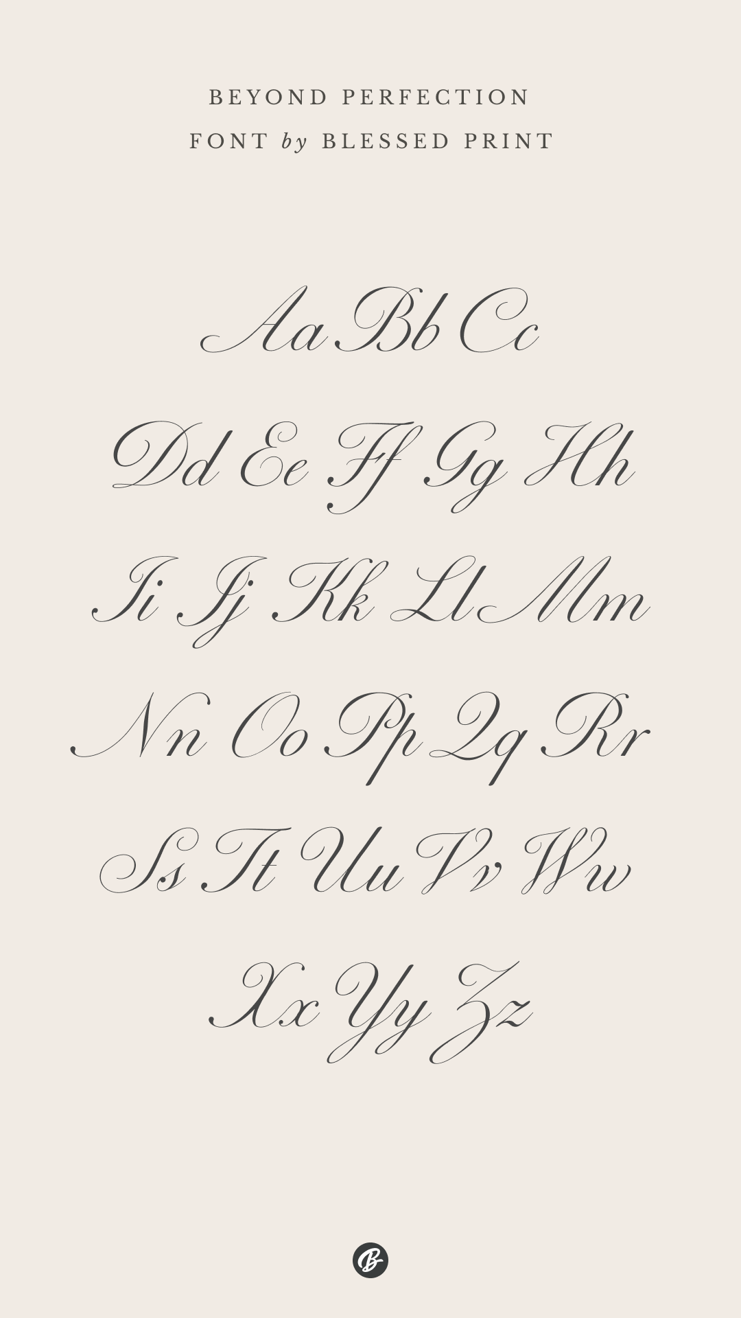 Beyond Perfection – Elegant Script Font by Blessed Print