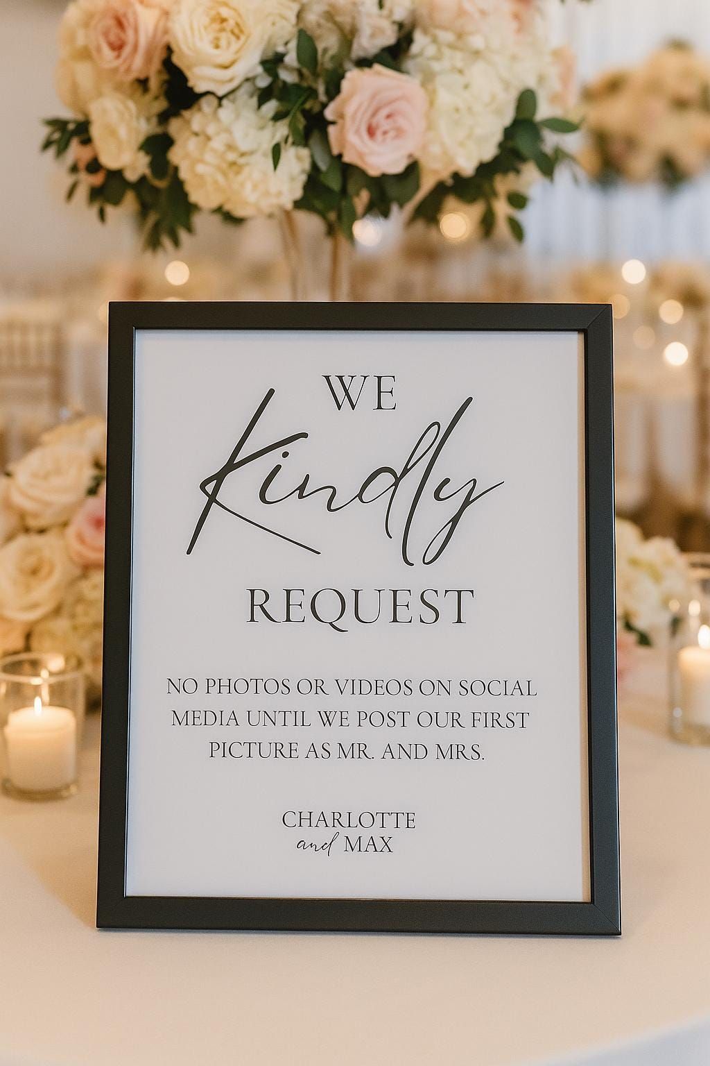 Panneau Aucun réseau social, panneau de réception de mariage débranché, imprimé sur du papier cartonné, décoration de mariage personnalisée, 4 x 6 5 x 7 8 x 10