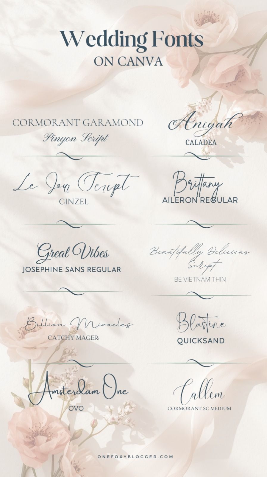 Lovely Wedding Font Pairings on Canva