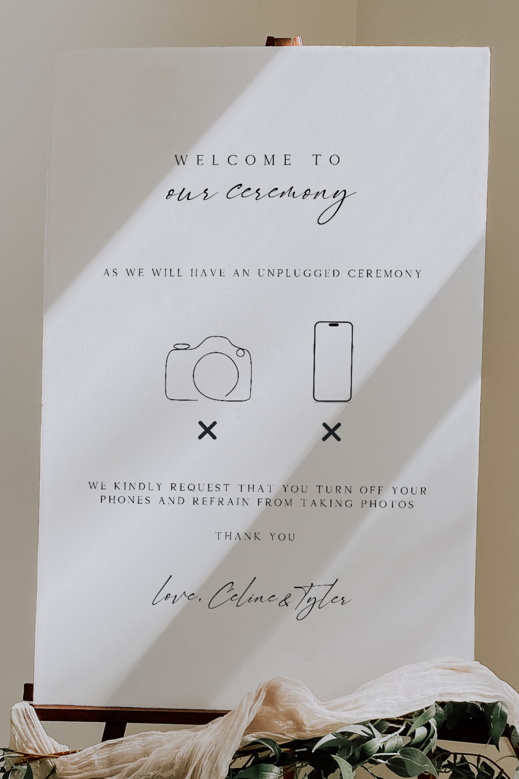 Modern Minimalist Unplugged Ceremony Sign