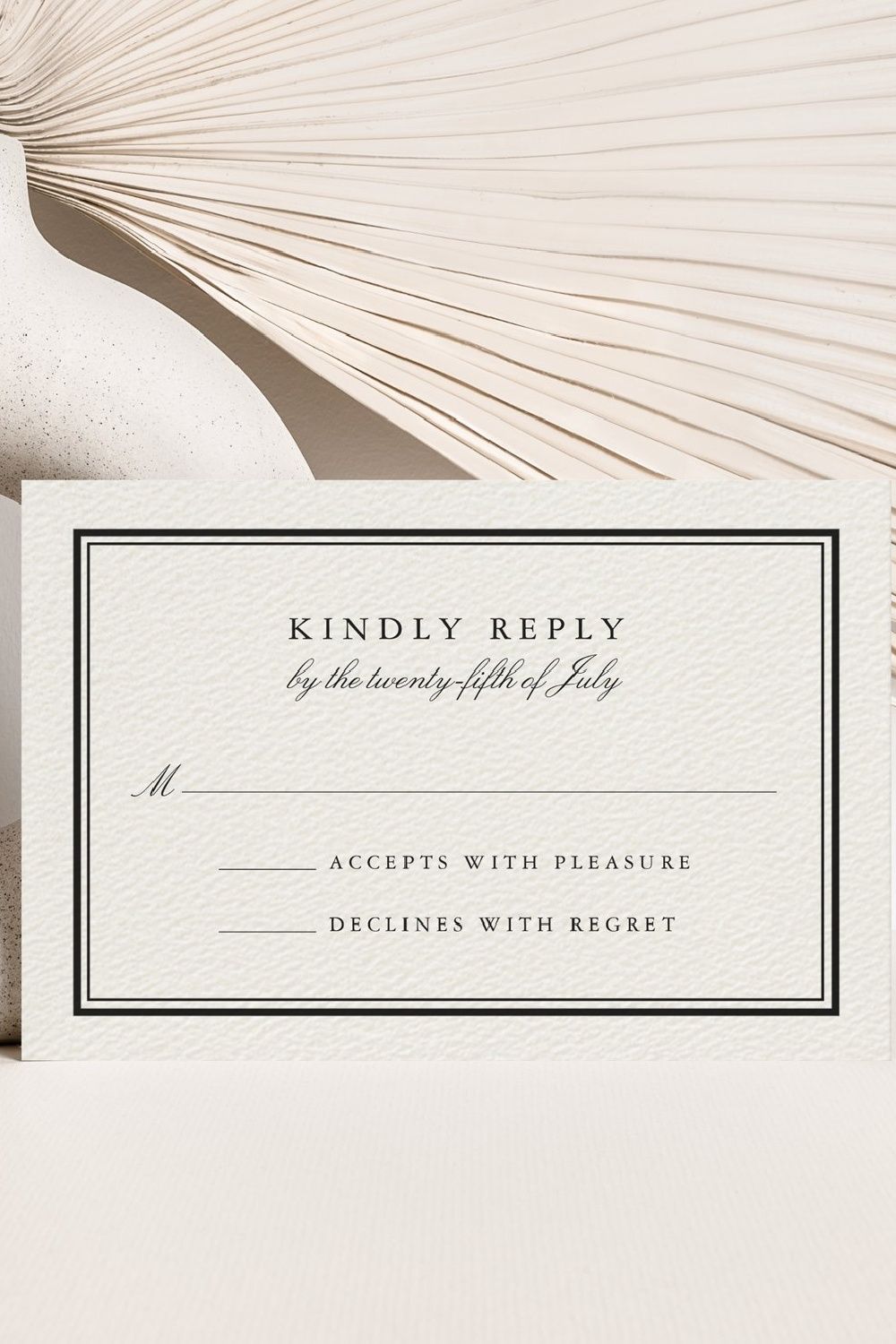 Classic Black And Cream Wedding Rsvp Card