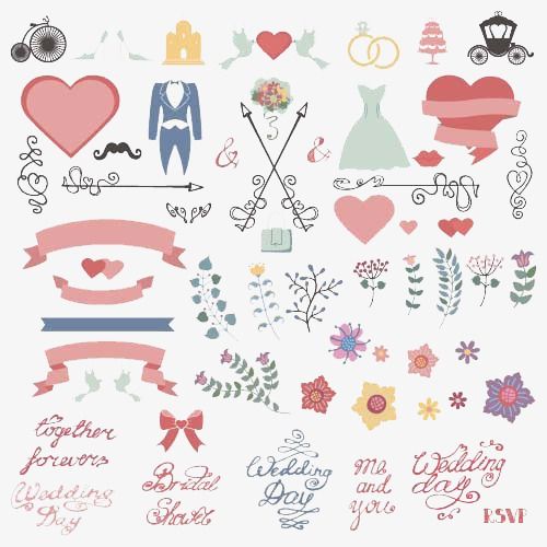 Colorful Wedding Theme Design Elements PNG Images,  Wedding Clipart, Wedding Theme, Design Elements PNG Transparent Background — Pngtree