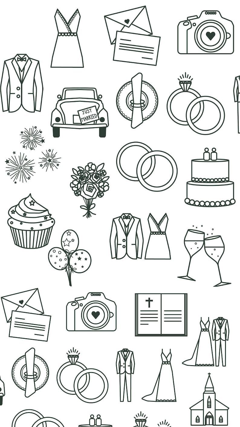 Wedding icons SVG, clipart, timeline, symbol, hand drawn, graphic element, invitation — Australia