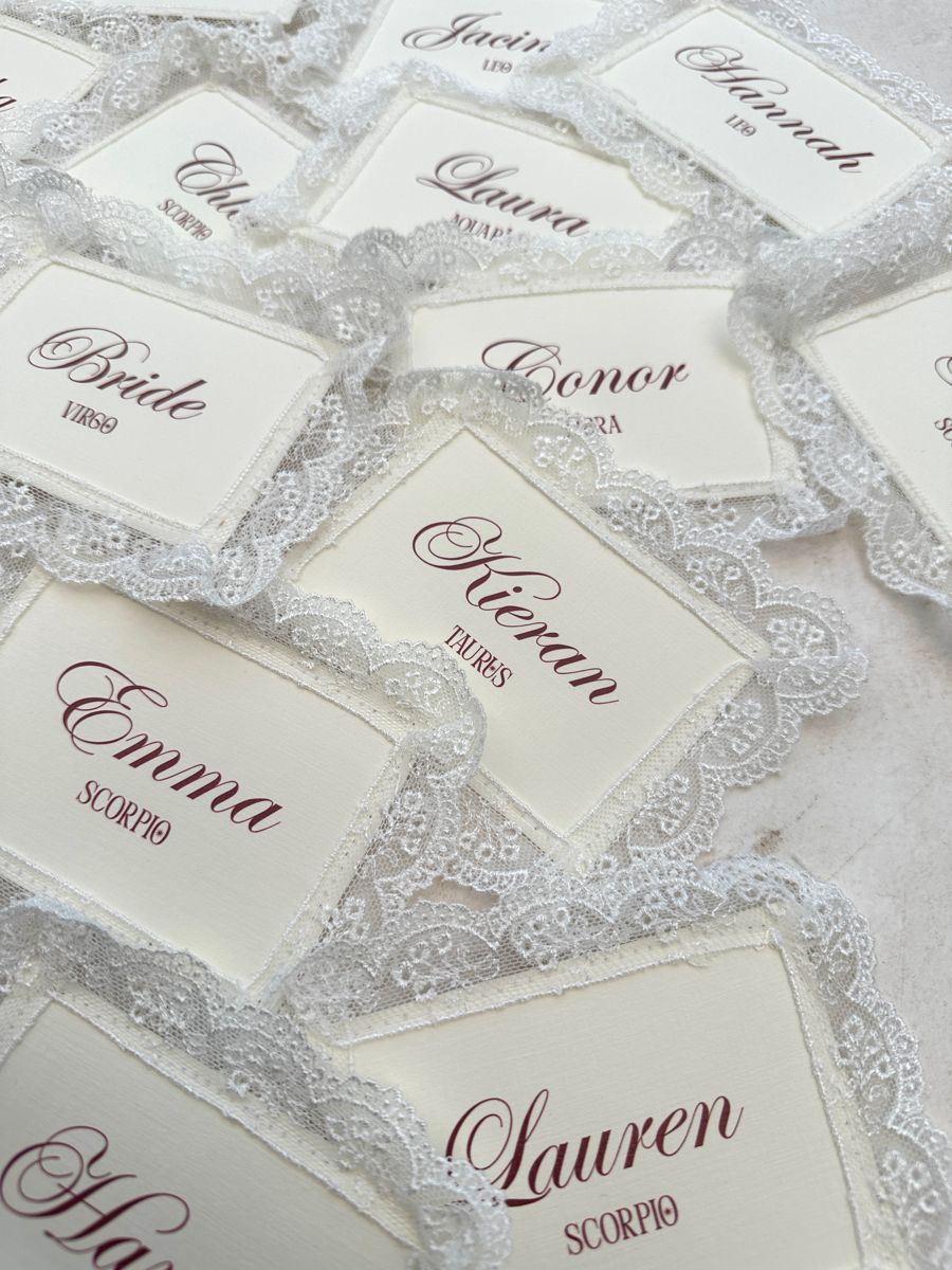Lace wedding place cards