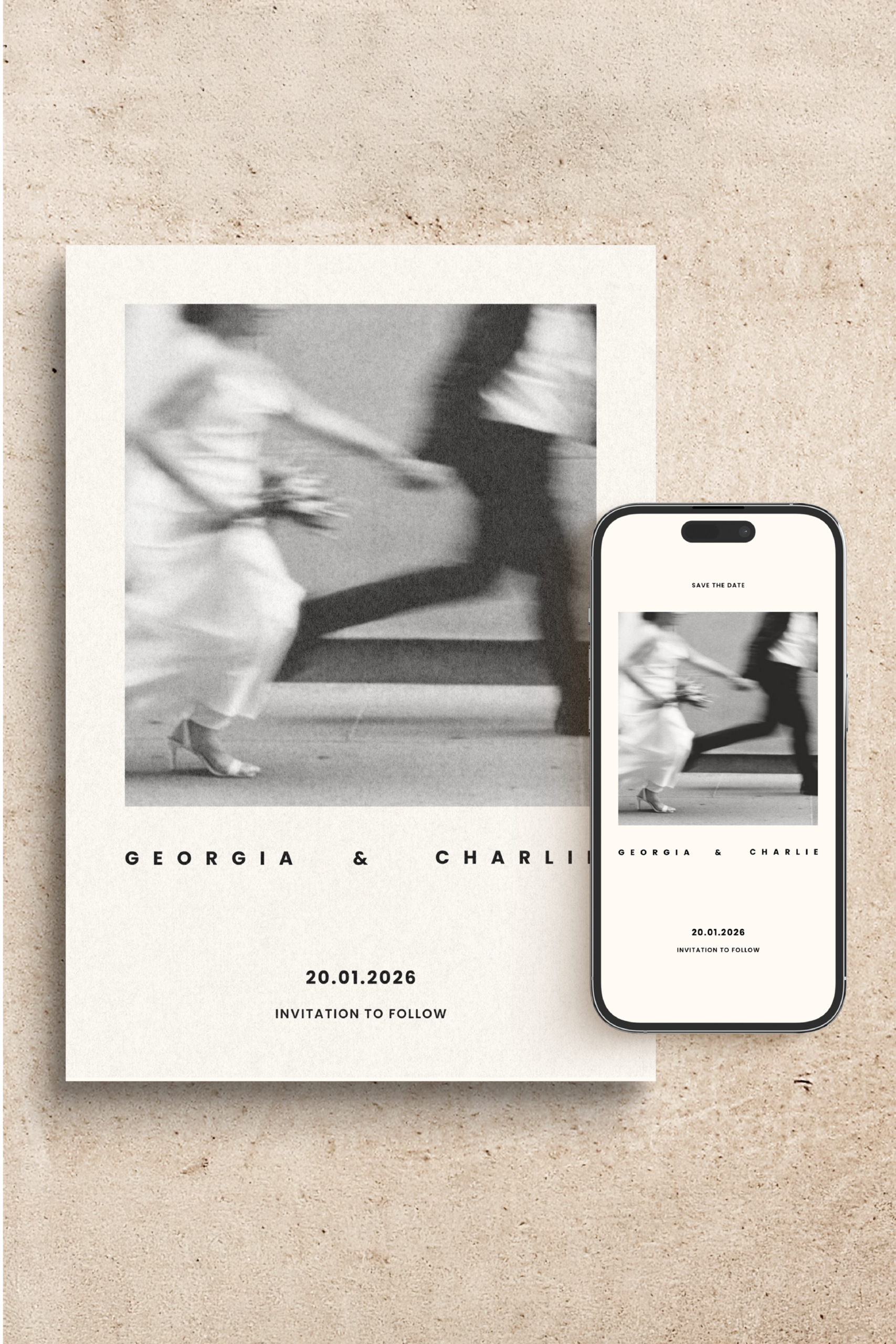 Modern Save the Date Template with Photo | Luxury Minimalist Wedding Stationery | Editable Canva