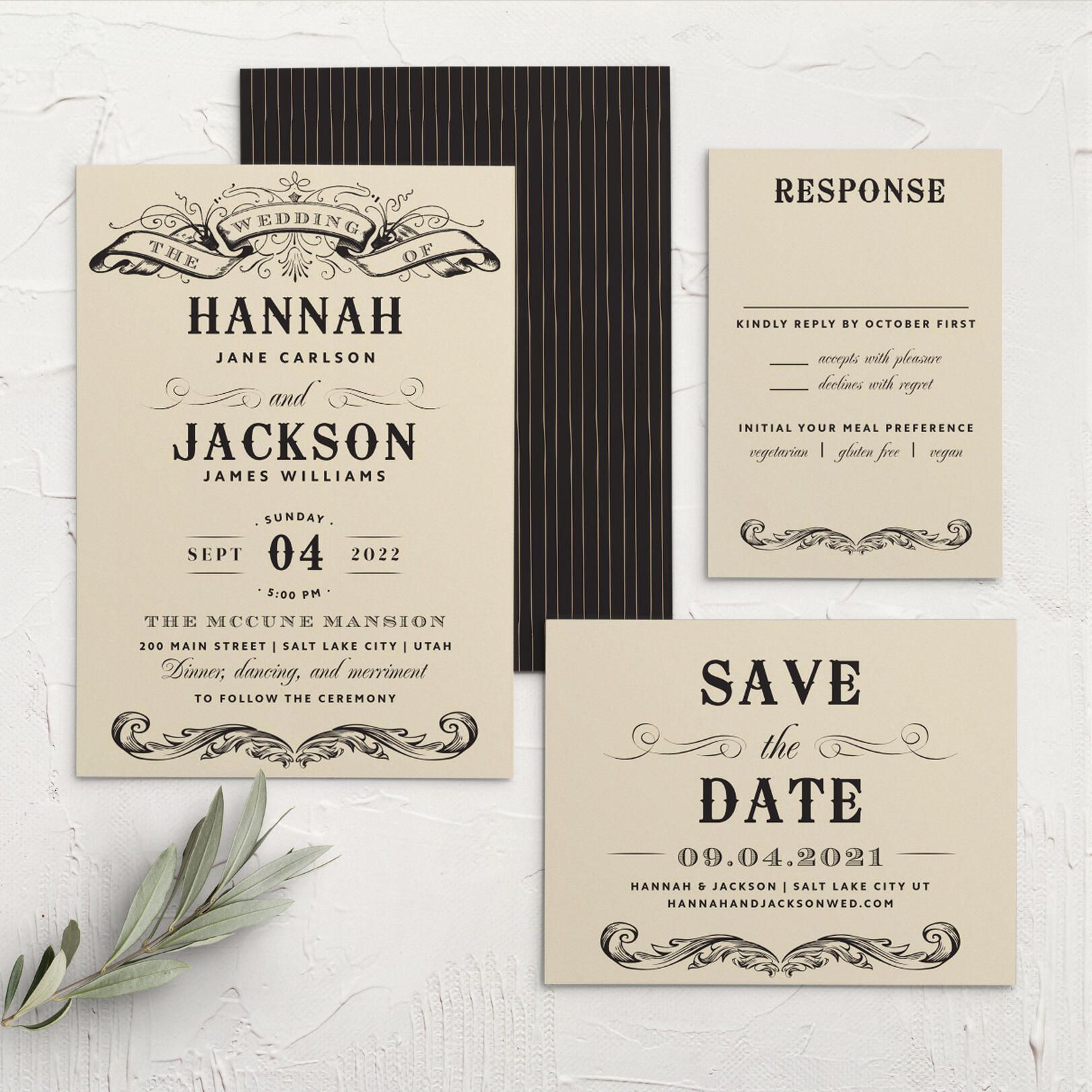 Victorian Type Wedding Invitations — Antique Wedding Invitation by Basic Invite