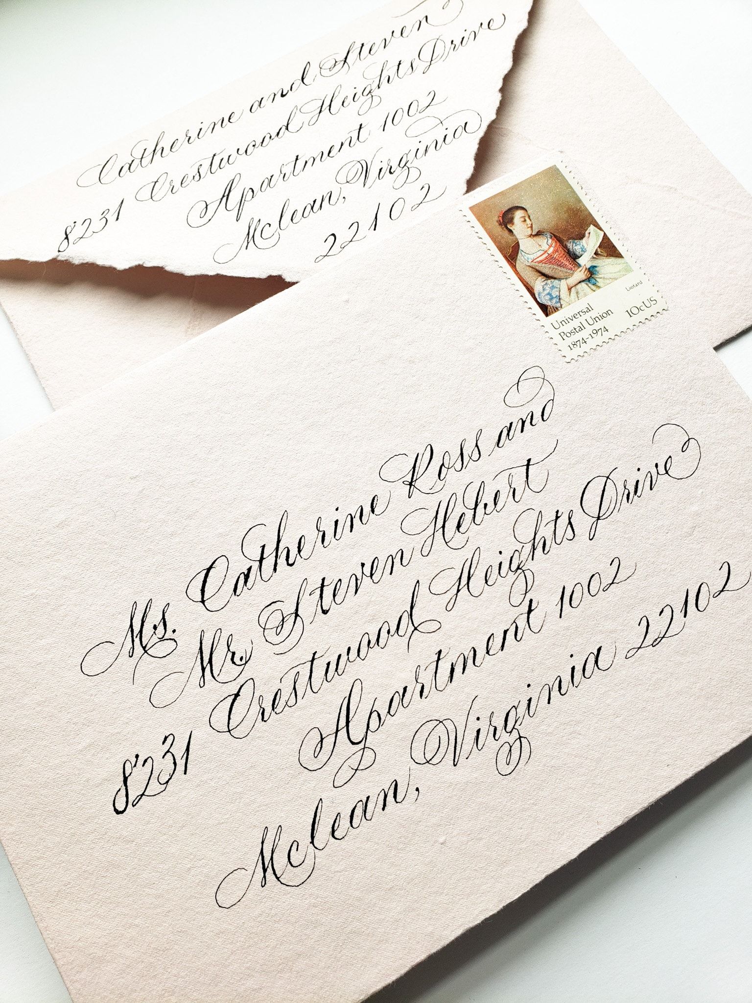 Calligraphy Addressing With Return Address on Back Wedding — Etsy