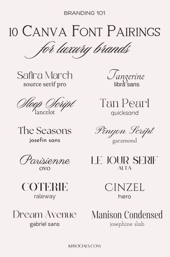 10 (Free) Luxury Canva Font Combinations for Logos and Branding Projects | Typog