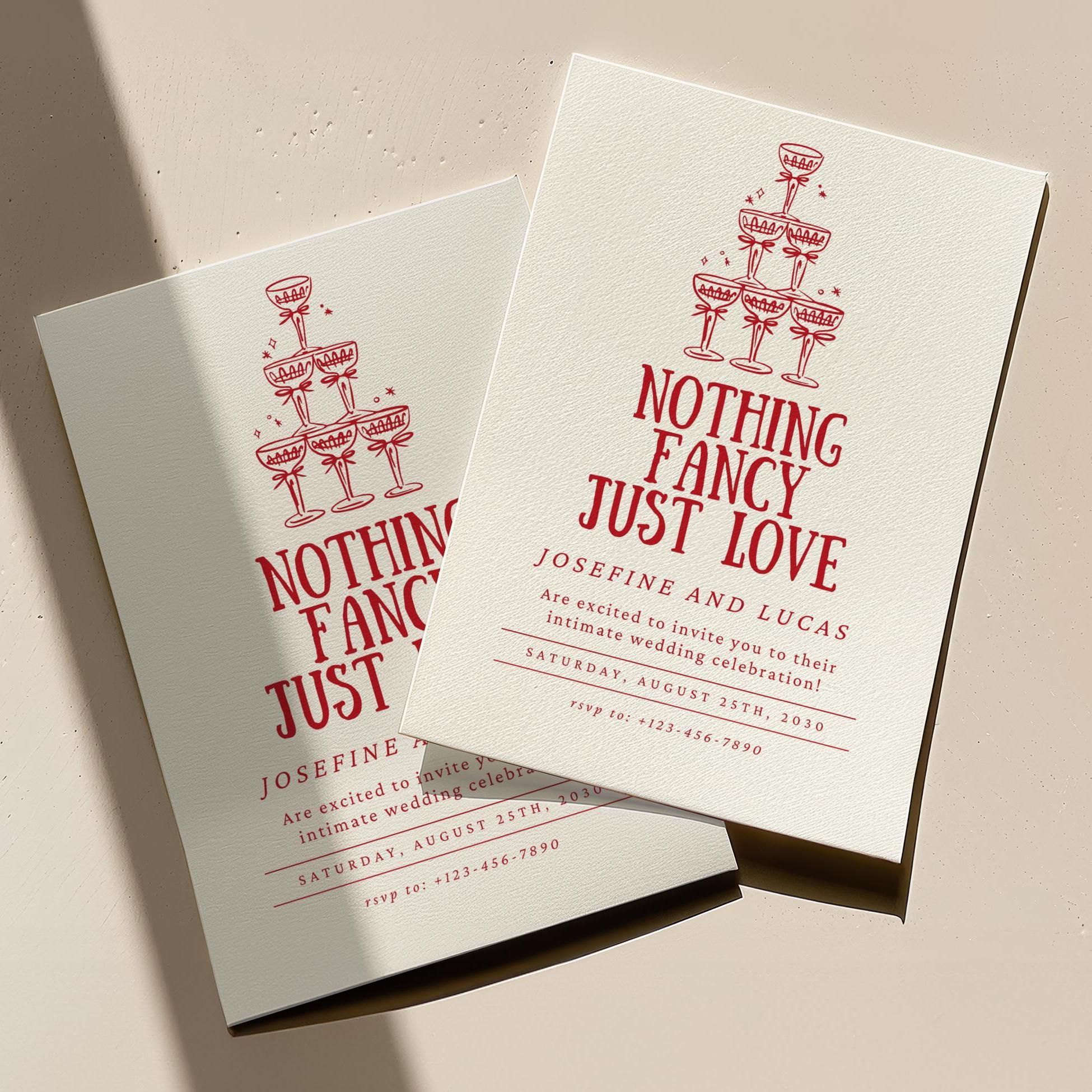 Nothing Fancy Just Love Elopement Invitation, Elopement Announcement, Wedding