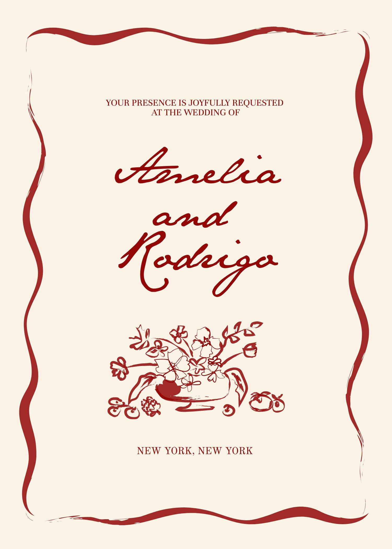 handgezeichnete Garten-Hochzeits-Einladung