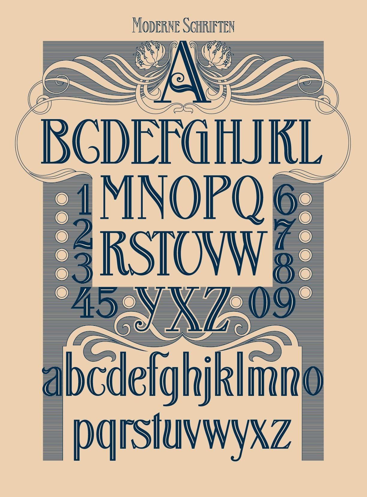 Moderne Schriften — Lettres vintage vectorisées pour graphistes et peintres d’enseignes