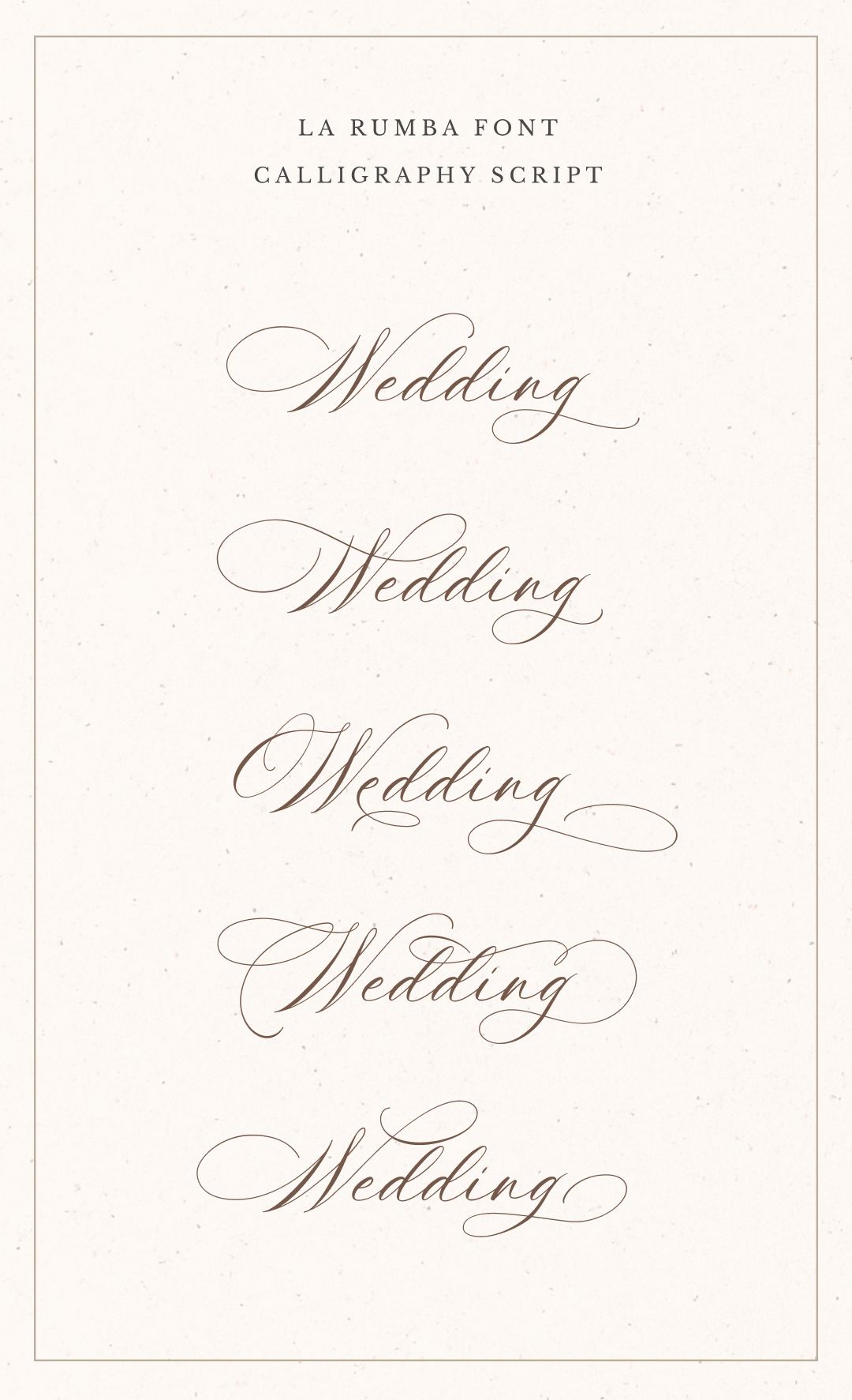 Wedding script font La Rumba – Five elegant styles of the word “Wedding”
