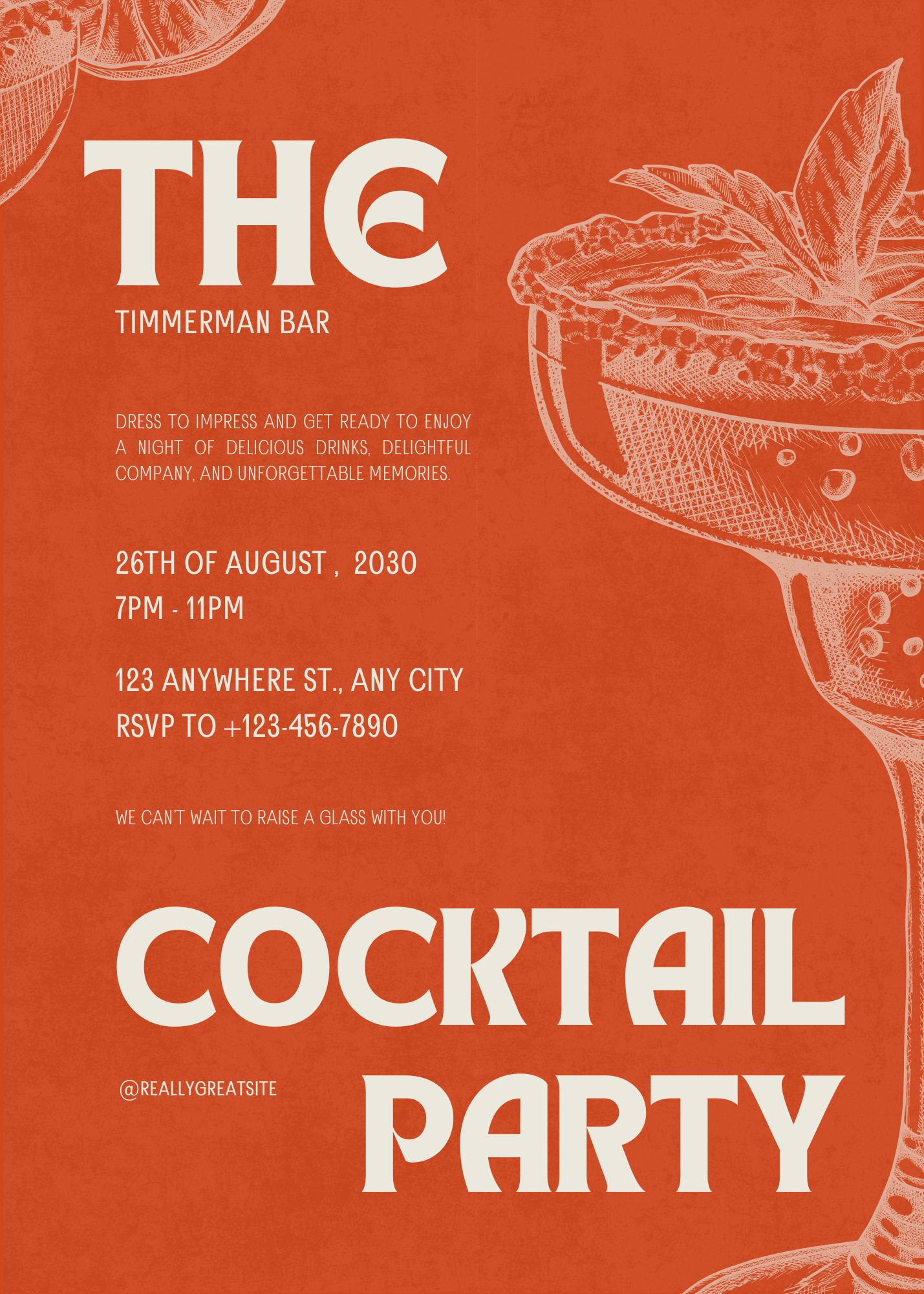 CANVA Free Vintage Cocktail Party Invitation