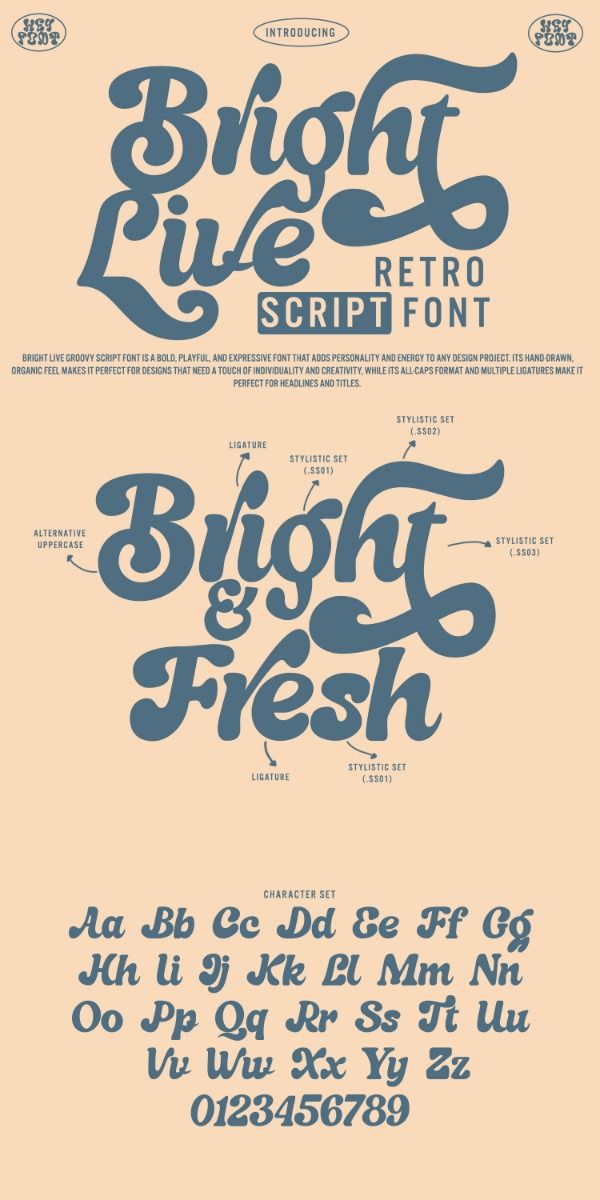 Free Font  | BRIGHT LIVE — RETRO FONT