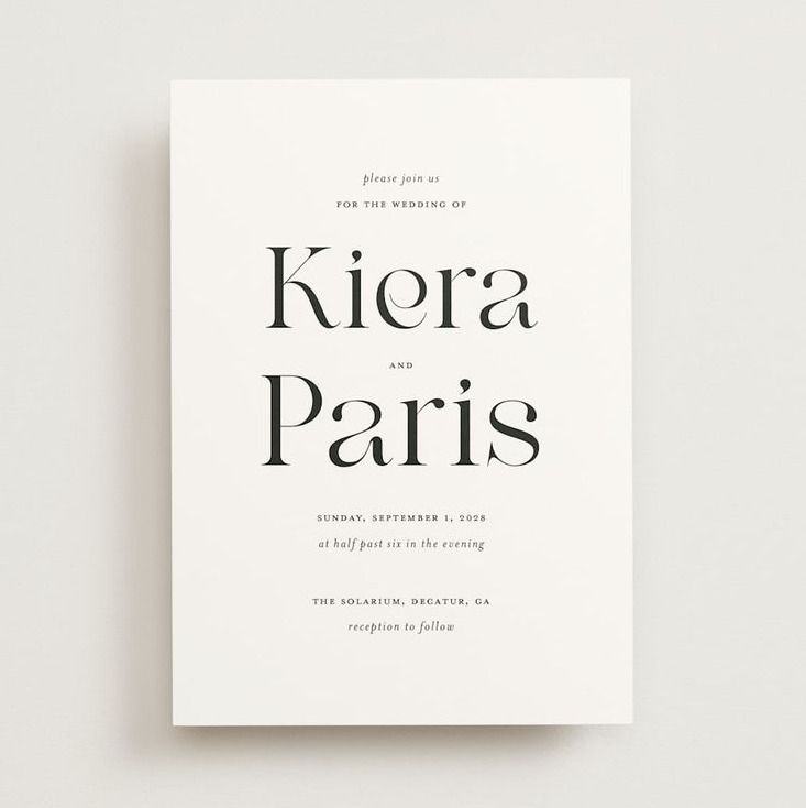 Wedding Invitations Simple Embellished Note — Black